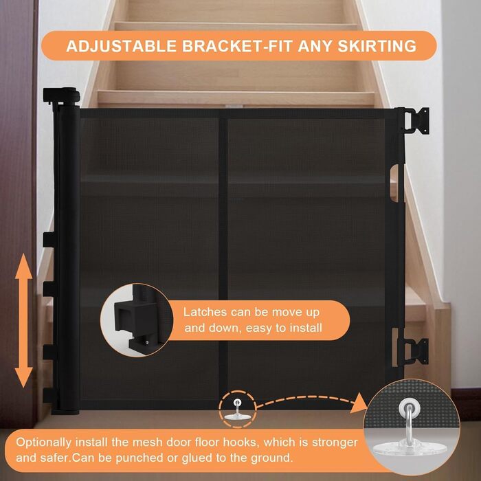 Захисне ворота для дитячих воріт, для дітей, котів та собак, розтяжне, 0-150 см, 500 см, сірий