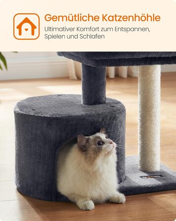 Дряпалка для котів Feandrea PCT50W сірого кольору з сизалевим стовпом та м'якою платформою