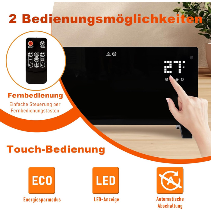 Електричний конвектор Citybee 2500W з термостатом, пульт, таймер, захист від перегріву, 2 роки гарантії