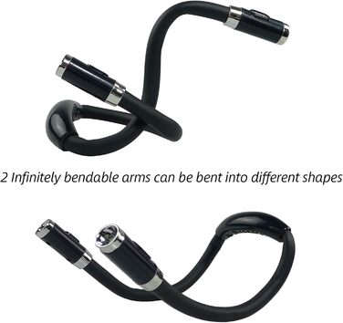 LED лампа для читання GRSTREE з гнучкими підлокітниками, 3 режими яскравості, для читання в ліжку, рукоділля, чорного кольору