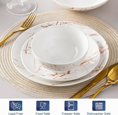 LOVECASA Sweet: Сервіз Porzellan Daphne 32-елементний, з золотим декором, для 8 осіб (білий)