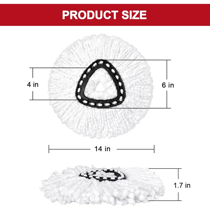 12-Pack Replacement Mops for O-Cedar Easy Wring Spin Mop, Microfiber Spin Mop Replacement Heads, Easy Mop Replacement for Cleaning