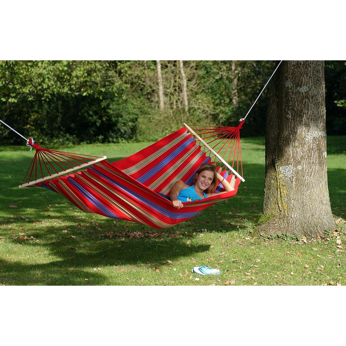 Гамак AMAZONAS Aruba Juniper 210x80 см, до 180 кг, смугастий, червоний, водостійкий, UV-захист