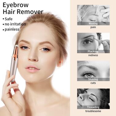 Триммер для брів для жінок, акумуляторний: прецизійний триммер для брів та волосся на обличчі, безболісний епілятор, видалення волосся, триммер для брів