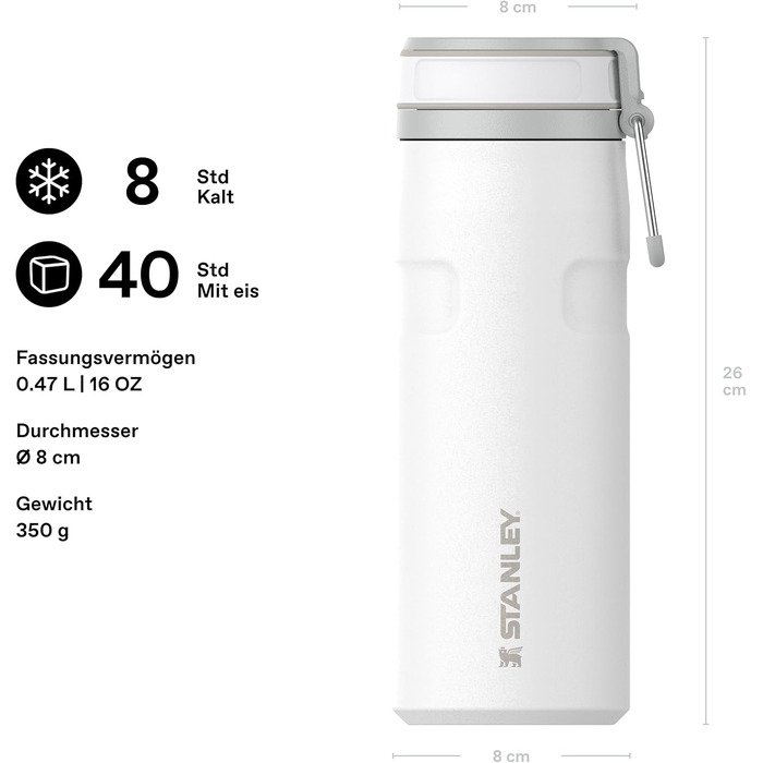 Термопляшка STANLEY 1913 IceFlow Twist Flip 0.47л, Frost — герметична, зі сталі, BPA-free, для напоїв