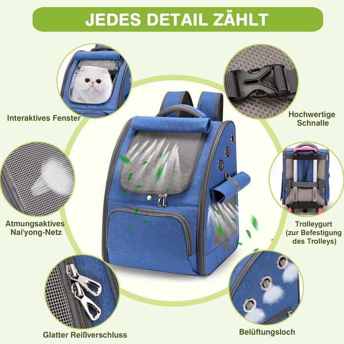 Рюкзак для котів та собак ALLSOPETS, складаний, дихаючий з сонцезахистом для маленьких тварин. Ідеально для подорожей, кемпінгу та піших прогулянок (Королівський синій)