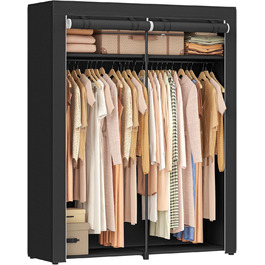 SONGMICS Storage Cabinet, Portable, with Hanging Rod, Foldable, Wardrobe, Bedroom, Office, 140 x 43 x 174 cm, RYG02GY (Black)