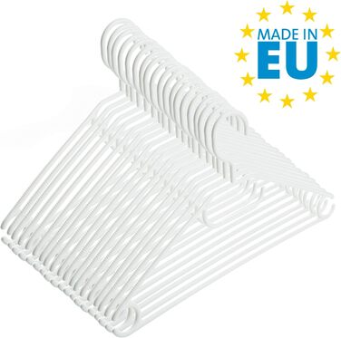 Плечики для одягу білі, пластикові, з обертовими гачками, 41 см, Made in EU, екологічні (100% перероблений матеріал)