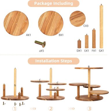 Дерев'яний етажерка/стійка для тортів та капкейків E-ROOM TREND | 4 яруси | для вечірок, дня народження, дитячого свята
