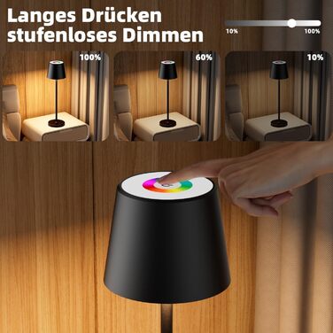 LED настільна лампа Qsky бездротова диммируемая з акумулятором, тепле світло 3000K+RGB, водонепроникна (IP54), для дому та вулиці (2 срібні + 1 чорна)