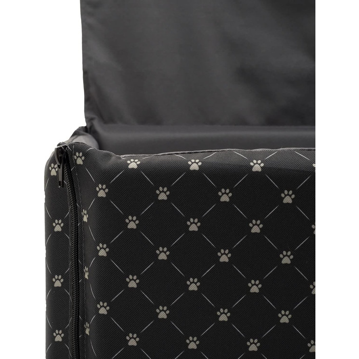 Автомобільний сидіння для собак середніх та великих порід, сірого кольору, розмір M (60x41 см) | Зручне автоліжко для собак, автосидіння на заднє сидіння або пасажирське місце | Матеріал: поліестер (імітація льону)