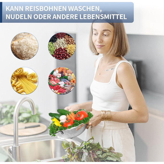 Ситечко для кухні YC Kitchen з нержавіючої сталі, 28,5 см - сито для макаронів, овочів та фруктів, придатне для миття в посудомийній машині
