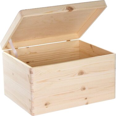 Wooden box with lid - 40x30x24cm, Natural, FSC® - Multi-purpose box without handles - Storage box | Memory box | Craft & Gift box