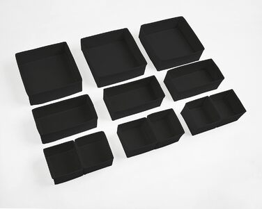 Large Drawer Organization System 12-Piece Set of White Boxes Storage Organizer Drawer Closet Organizer Storage Box Closet Organizer (Black, 3=28x28x10cm, 3=28x14x10cm, 6=14x14x10cm)