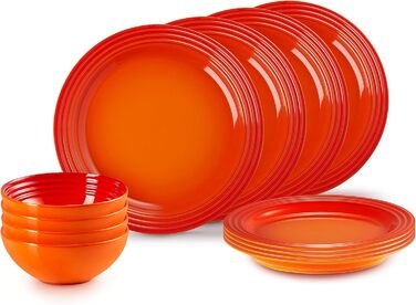 Набір посуду Le Creuset 12 предметів з кераміки (Steinzeug), 79351000607081, Колір: Огненний Червоний