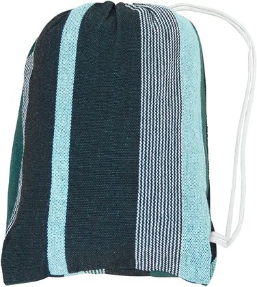 Гамак yourGEAR Cebu XXL 220x160 см, бавовна, зелений/блакитний, до 300 кг, для двох осіб, з сумкою