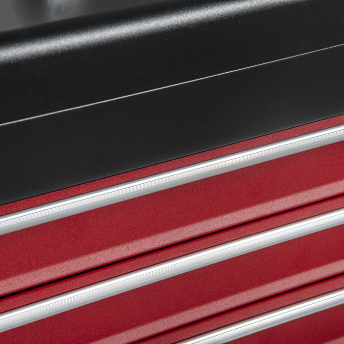 DURHAND Tool Case Practical Tool Box without Tools 3 Drawers with Handle Steel Lock Black Red