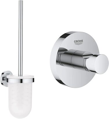 GROHE Essentials | Bathroom Accessories - Toilet Brush Set | 40374001 & Essentials | Bathroom Accessories - Bathrobe Hook | chrome | 40364001