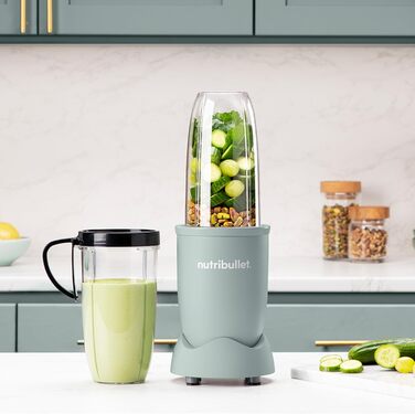 Блендер Nutribullet Pro 900, електричний міксер для смузі, подрібнювач, 900 Вт, 900 мл і 710 мл чаші, матовий нефрит, з аксесуарами