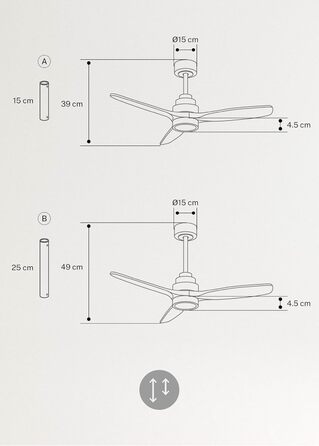 Вентилятор стельовий WINDSTYLANCE S з підсвічуванням та пультом, 112 см, 40 Вт, 6 швидкостей, ABS, під дерево