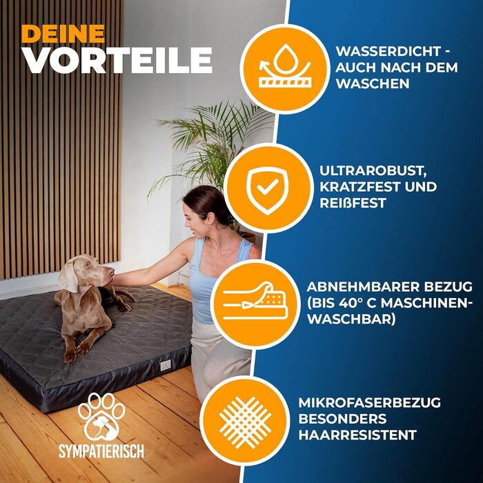 Orthopedic Dog Bed [Waterproof] - Your Furry Friend's New Favorite Dog Mat, Non-Slip Dog Cushion, Dog Basket, Dog Bed, Washable Cover | Small to Large Dogs | 90x80x8 cm (XL (130x120x9cm))