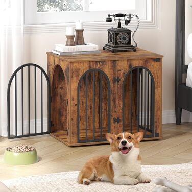 Клітка для собак Hzuaneri, 68x49x56 см, 3 двері, вінтажний колір, для дому, міцна, DFC85501B