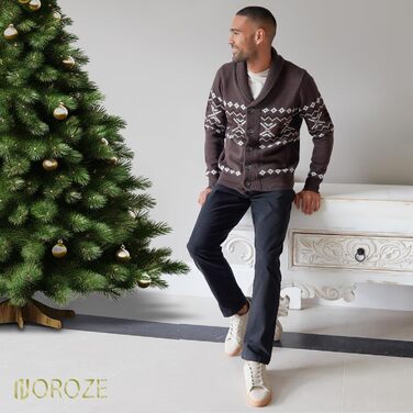 Чоловічий кардиган NOROZE на Різдво з візерунком Fair Isle, в'язаний, на ґудзиках