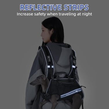 Шлейка-переноска для великих собак Wakytu: переноска-рюкзак для собак з проблемами суглобів, травмами, літніх собак (30-40 кг, XL, чорний)