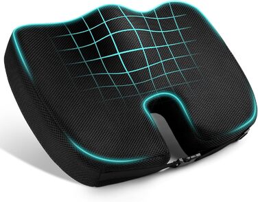 Подушка для сидіння Ainiv, ергономічна подушка з Memory Foam для офісного крісла, інвалідного візка, автомобіля. Чорна подушка для сидіння.