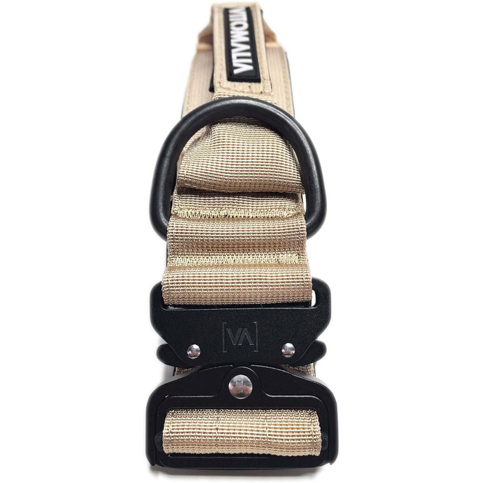 Тактичний нашийник для собак, 5 см: міцний нейлон, магнітна ручка, надійна застібка, для великих собак (5см/M = 40-50см, Бежевий)