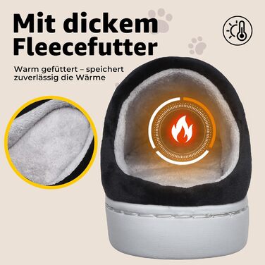 Тапочки зимові Mishansha з жорсткою підошвою - теплі, зручні, м'які, унісекс, для дорослих (41/42 EU, чорні)