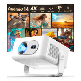 Magcubic HY300max Міні проєктор 4K/8K з Android 14, WiFi 6, Bluetooth 5.4, автофокусом та корекцією трапеції для домашнього кінотеатру (білий)
