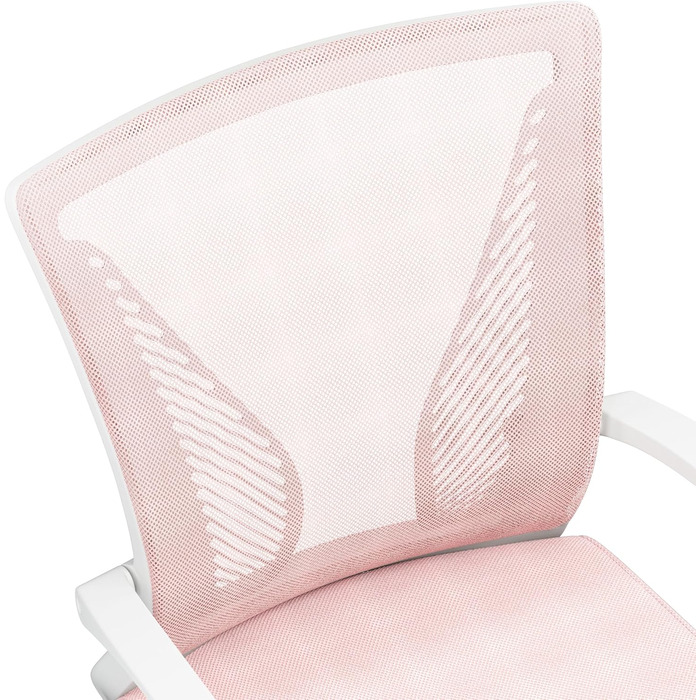 Офісне крісло Yaheetech ергономічне, з сітчастою спинкою, з підлокітниками, для офісу, комп'ютерне крісло, витримує до 136 кг, дихаюче, з функцією гойдання (Рожеве, фіксовані підлокітники)
