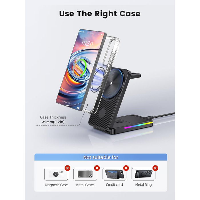 Магнітна зарядна станція 3-в-1 для Samsung Galaxy S26 Ultra, S25, Z Fold 7, Z Flip 7, Galaxy Watch Ultra 8/7/6 та Buds Pro 3 - бездротова, складна, чорна