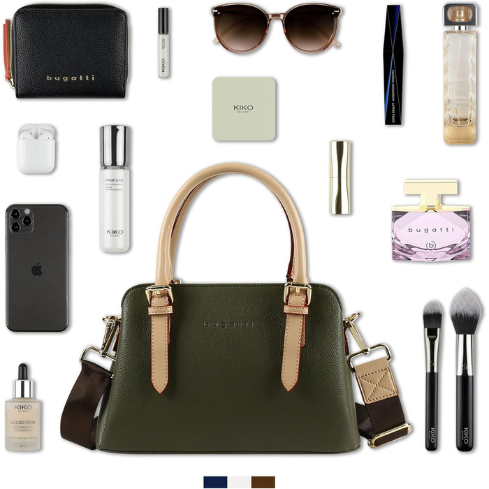 Сумка жіноча Bugatti Ella оливкова, маленька крос-боді, клатч для жінок