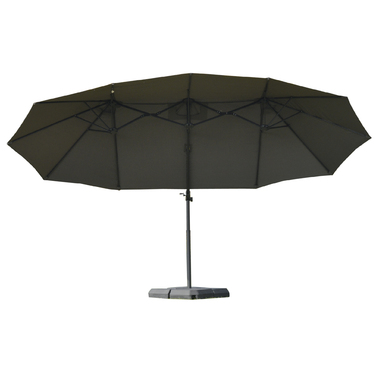Outsunny Double Canopy Parasol with Crank, Adjustable Garden Umbrella, Sun Protection, Metal, Dark Gray, 440 x 270 x 250 cm | Aosom