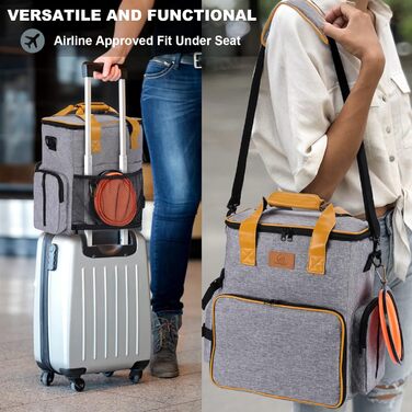 Сумка для собак Ownpets: дорожня сумка з набором аксесуарів (2 контейнери для корму, 2 миски, ремінь) сірого кольору