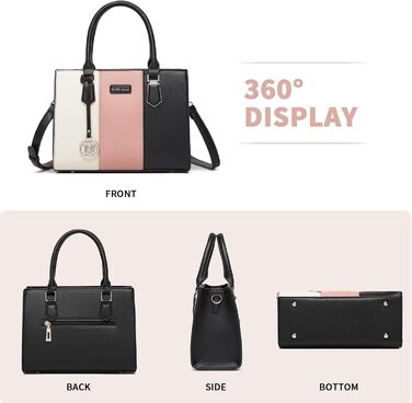 Сумка жіноча Miss Lulu середнього розміру з PU шкіри, рожево-сіра, з плечовим ременем для офісу, школи, подорожей та покупок