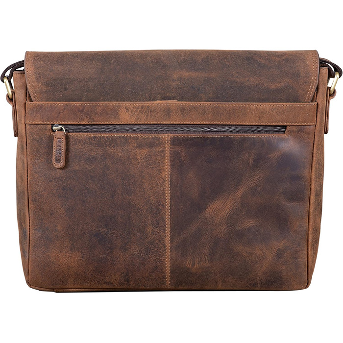 Сумка-месенджер LEABAGS Oxford з натуральної шкіри 15 дюймів для ноутбука (38x31x10 см) – чоловіча/жіноча, вінтажний темно-коричневий колір