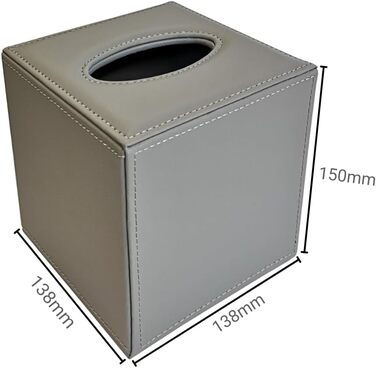 OSCO коробка для серветок з екошкіри, квадратна, сіра, 138x138x150 мм, для дому та офісу