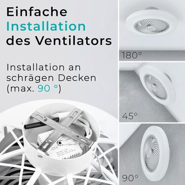Стельовий вентилятор Noaton Triton 12050B з LED підсвіткою, димування, 3 режими світла, пульт, таймер, 50 см, білий