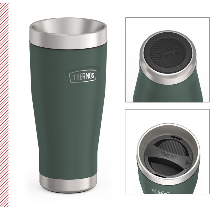 Термос ICON MUG 0,47л, темно-сірий/графітовий мат, келих-термос 470мл, термокружка з нержавіючої сталі, ізотермос, 7 год гаряче / 22 год холодне, придатний для миття в посудомийній машині, абсолютно герметичний, без BPA (470 мл, Сірий / Forest Mat)