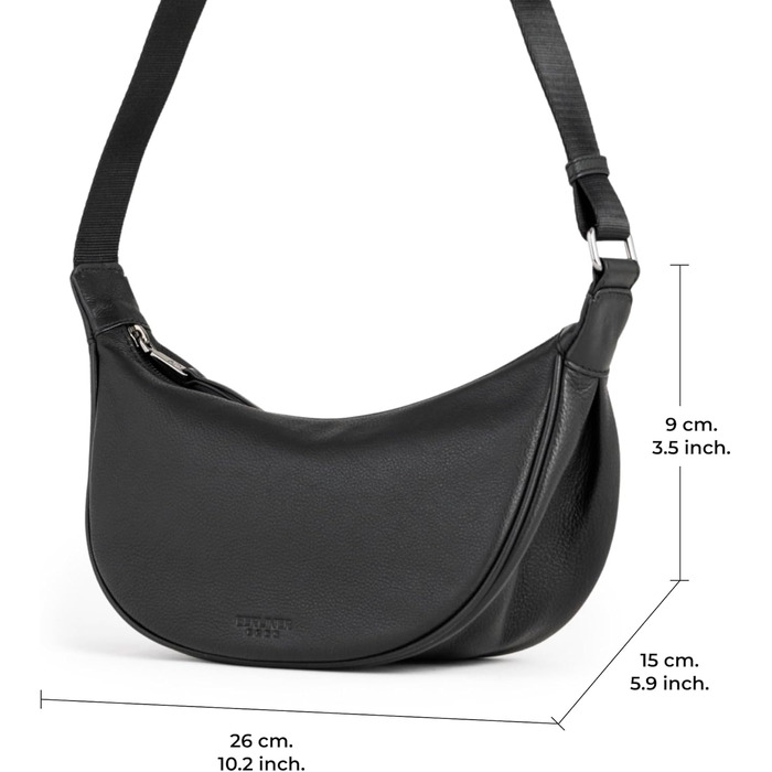 Сумка через плече Berliner Bags Luna, шкіряна напівмісяць, чорна. Жіноча сумка-багет