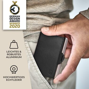 Чоловічий гаманець Slimpuro: тонкий, з RFID захистом, з відділом для монет, на 12 карт. Шкіряний гаманець для чоловіків та жінок
