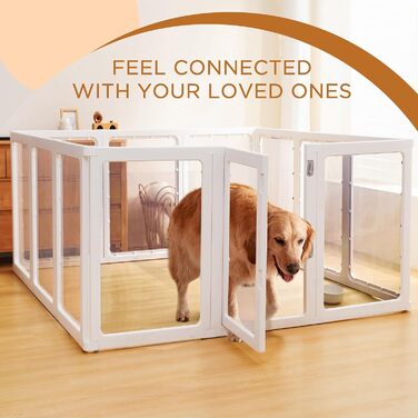 Вигул для цуценят Citylife 8-TLG 60 см, розкладний вольєр для собак з дверима, вольєр для собак у квартиру, великий вольєр для собак, котів, кроликів, дрібних тварин, неслизький, прозорий
