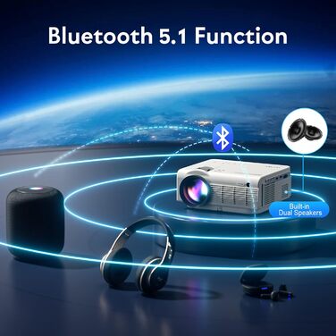 Beamer YEZMEK 5G WiFi Bluetooth: Міні проєктор LED 1080P Full HD з підтримкою 4K, HDMI, USB, TF для дому та кіно