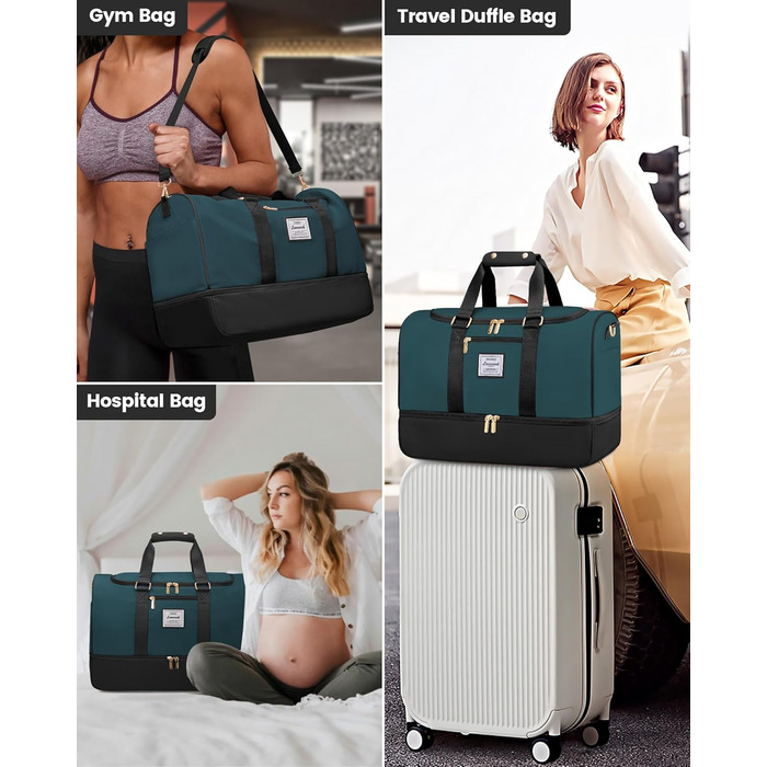 LOVEVOOK Спортивна сумка-рюкзак 37L, чорно-блакитна, для подорожей та відпочинку, з відділенням для взуття та мокрих речей, водонепроникна