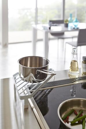 YAMAZAKI 2748 Tower Storage for the Kitchen Area, Minimalist Design, Steel, White, 22 x 22 x 5 cm (LxBxH)