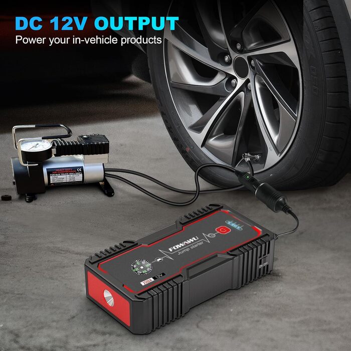 Бустерумулятор FOWAWU 2500A 22800mAh для автомобіля (бензин до 8л, дизель до 6.5л), пусковий пристрій для авто