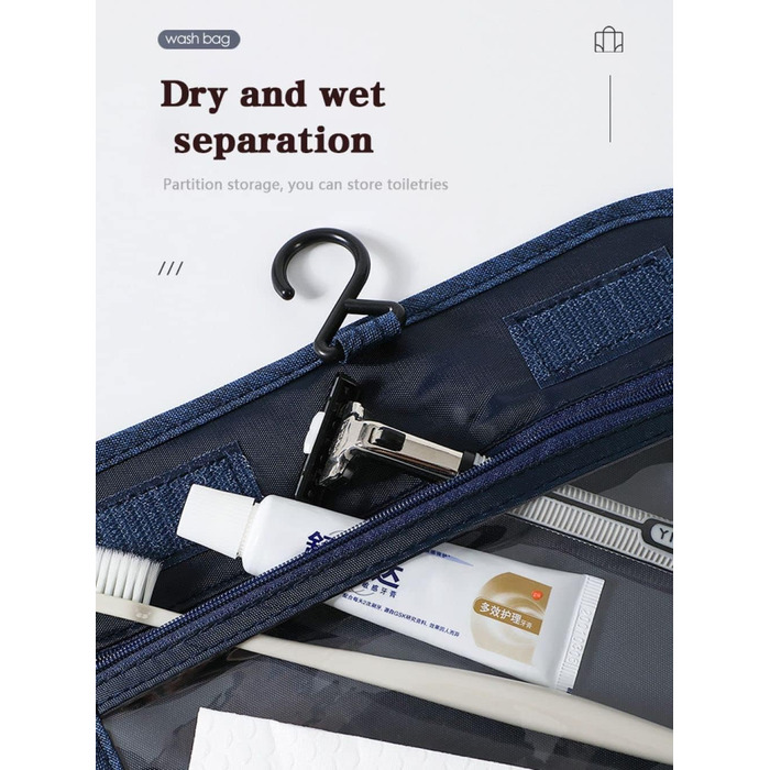 Сумка для подорожей з організацією, сіра. З металевим гачком для підвішування.